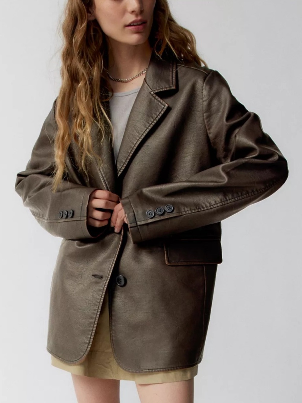 Urban Outfitters Silence + Noise Lexi Oversized Faux Leather Blazer